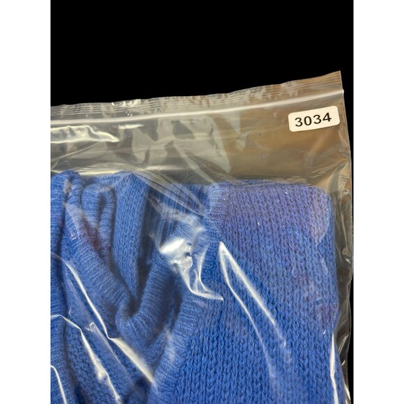 VTG Parrinello Blue Knit Fuzzy Short Sleeve Sweater L Silk Linen Angora Blend - Picture 11 of 11